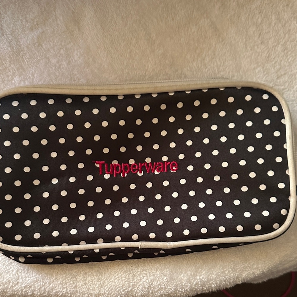 Tupperware Black and White Polka Dot Cosmetic Case B-103